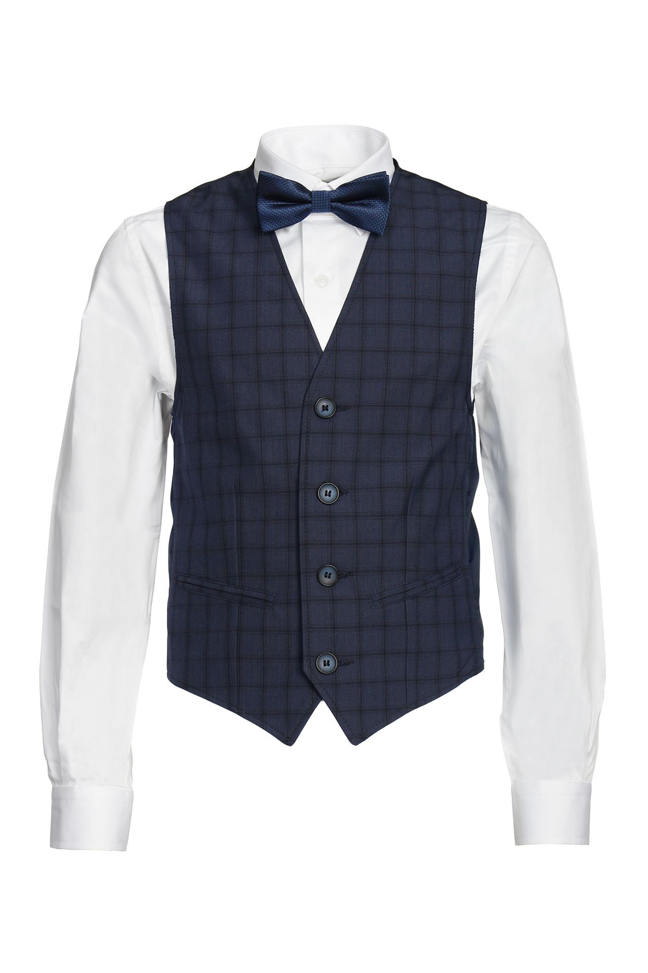 Boys-Karo-Weste Slim-Fit